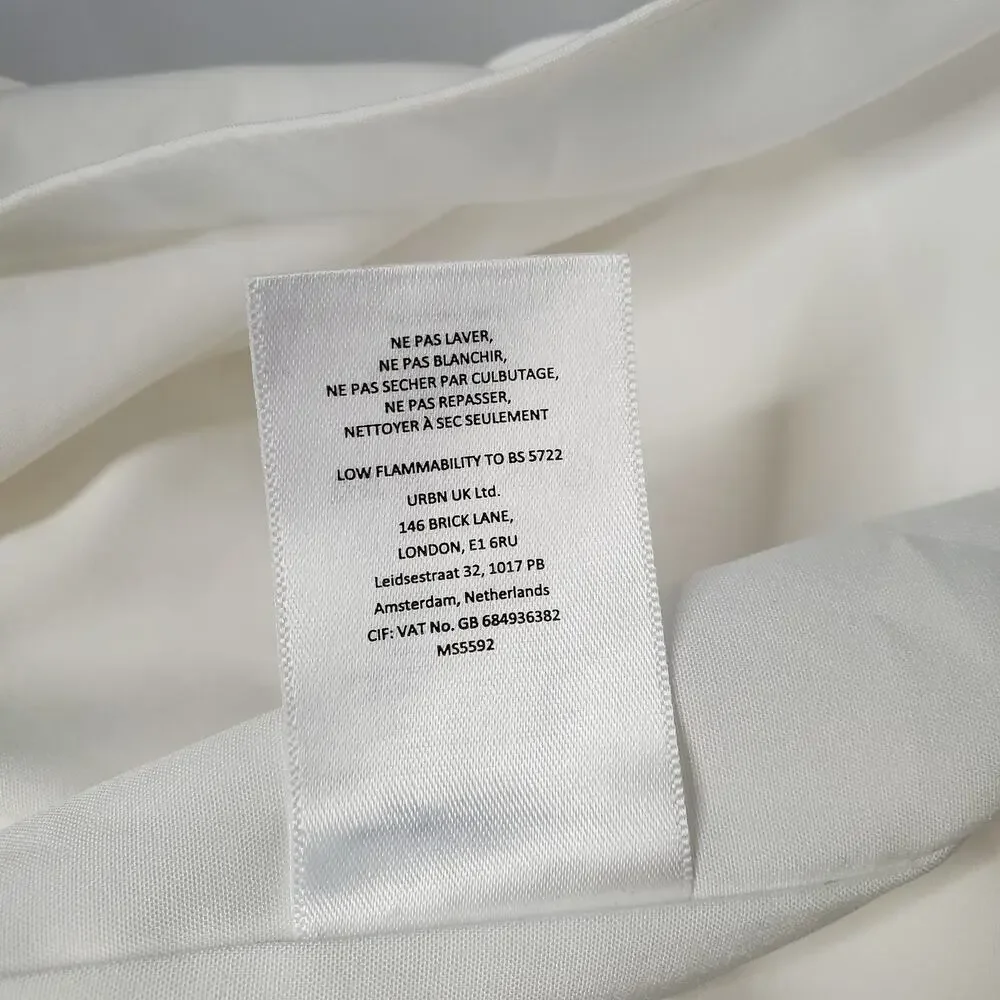 Mare Mare Long Sleeve Organza Overlay Mini Dress White High Neck Size Small - Picture 13 of 14